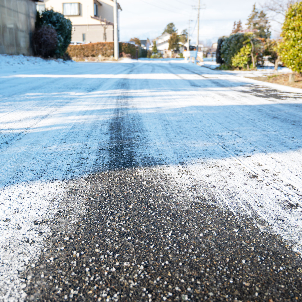 道路に撒いた塩化カルシウム